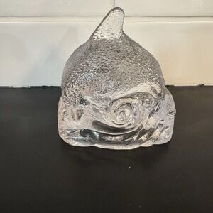 Vintage PartyLite Tea Light Dolphin Candle Holder Glass 4" Nautical‎ Decor